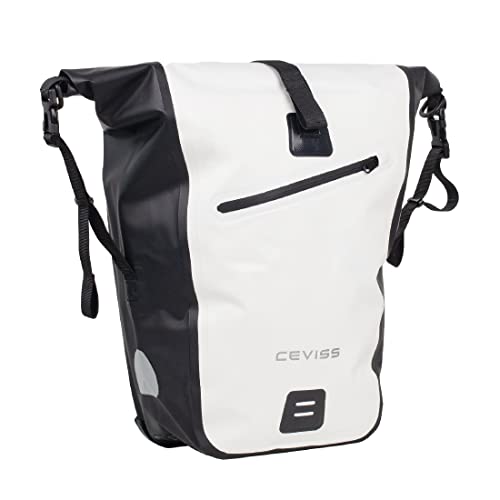 Fahrradtasche weiß/schwarz Packtasche 25 L Gepäckträgertasche Wasserdicht Schnellverschluss