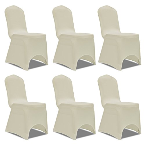 Anself 6er Set Stuhlhusse Stuhlbezug für viele Stuhlgrößen Cremefarben