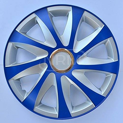 4x Radzierblenden silber blau 14 Zoll Drift Extra NRM, Radkappen 4er Set silber