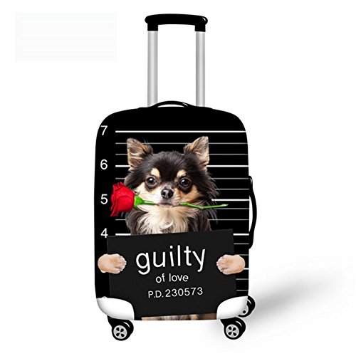 Showudesigns Schwarzer Hund stilvolle Gepäckschutz Kofferabdeckung für Reisekoffer, Hund 4, L(fit 26"-30"), Klassisch