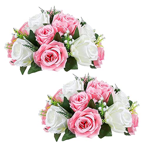 Sziqiqi 2-er Set Rosenbälle, Simulation Rosen, Blumenkugeln mit Sockel, Hochzeit Party Blumenständer Rosen, 2 Stück
