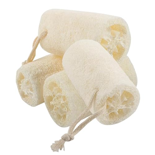 4 Stück Premium Natural Loofah Sponge,Organic Loofah Sponge Organic Luffa Organic Sponge Bath For Shower Scrubbing And Kitchen Cleaning (Color : White, Size : 15cm)
