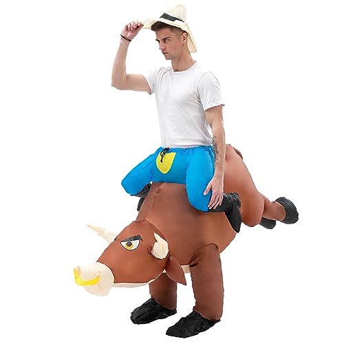 Knnuey Ride On Cow OX Anzug für Halloween Cosplay Partykleid Lustiges, Ausgefallenes Maskottchen