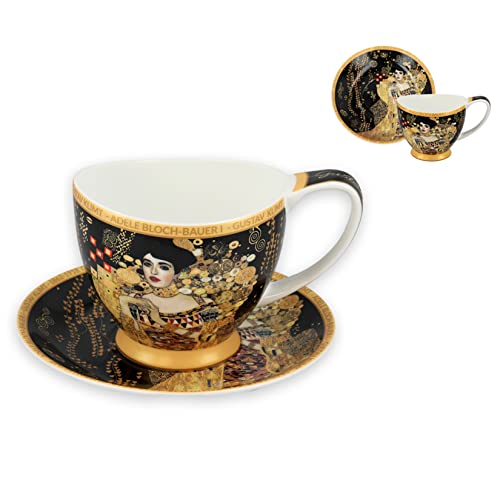 CARMANI - Einzelne Espressotasse mit Untertassen, bedruckt mit Gustav Klimt, Adele Bloch Bauer I. 100 ml