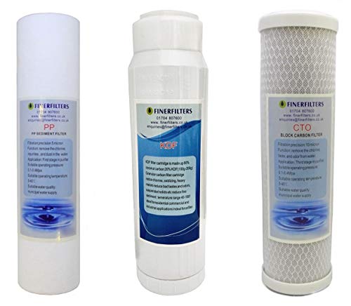 FINERFILTERS 3-stufiges Wasserfiltersystem, 25,4 cm, HMA Schwermetall-Reduktion Wasserfiltersystem, Ersatzfilter-Set