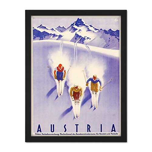 Wee Blue Coo Austria Alps Ski Snow Winter Travel Artwork Framed Wall Art Print 18X24 Inch Österreich Alpen Schnee Reise Wand