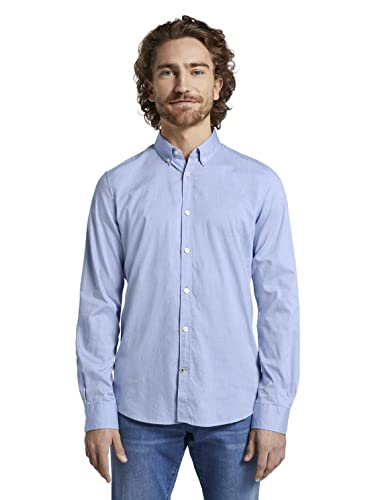 TOM TAILOR für Männer Blusen, Shirts & Hemden Gemustertes Hemd Light Blue Oxford, XXL