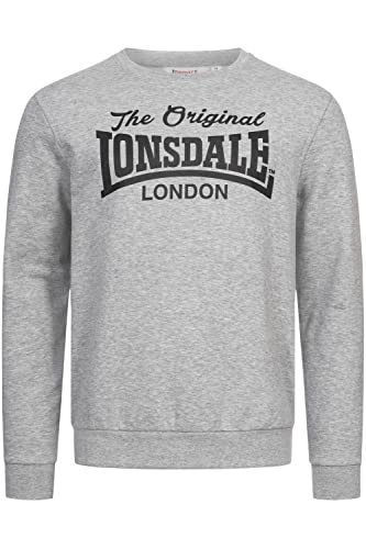 Lonsdale Herren Rundhals Sweatshirt Normale Passform BURGHEAD Marl Grey/Black XL