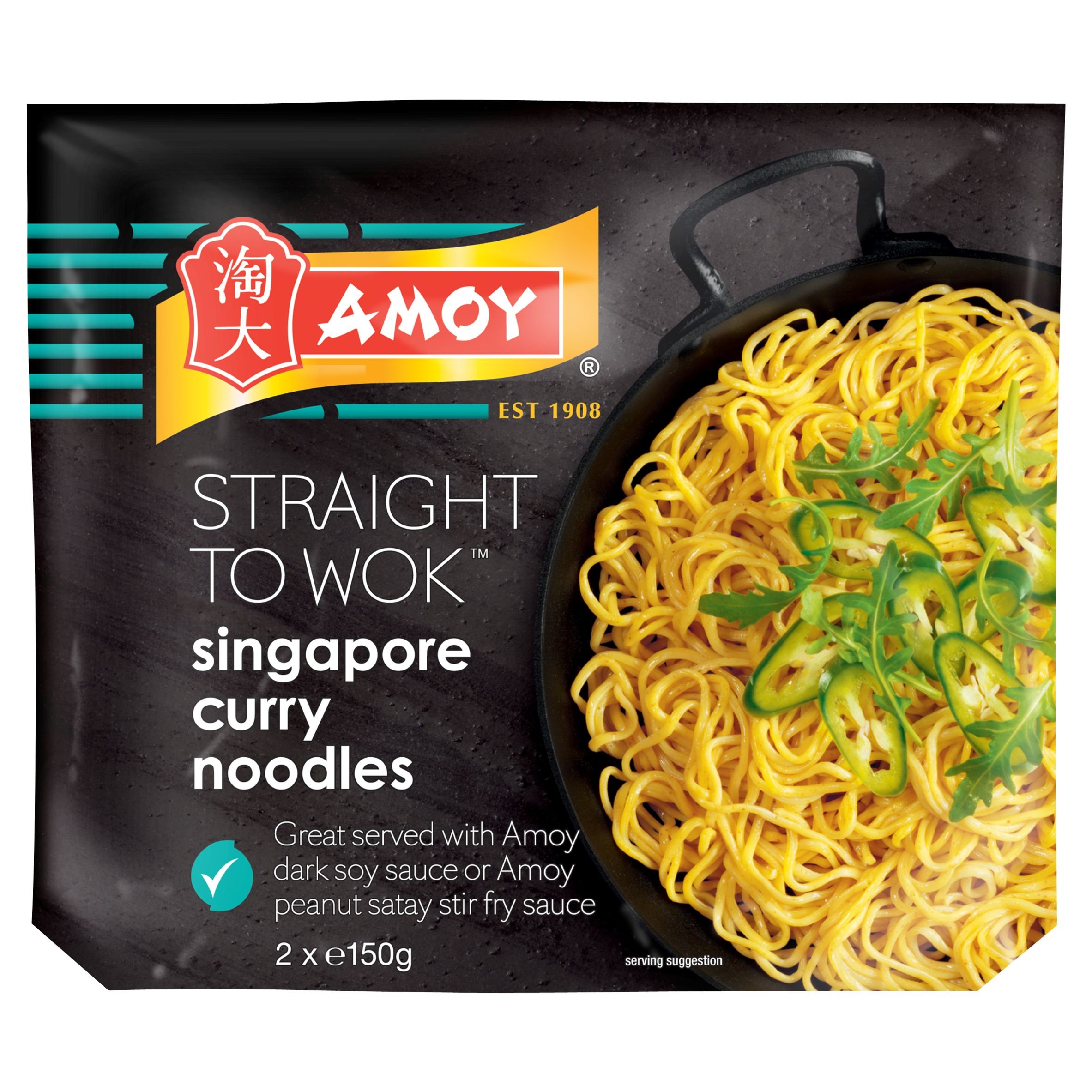 Amoy Straight to Wok Singapore Nudeln, 2 Stück pro Packung, 300 g, 6 Stück