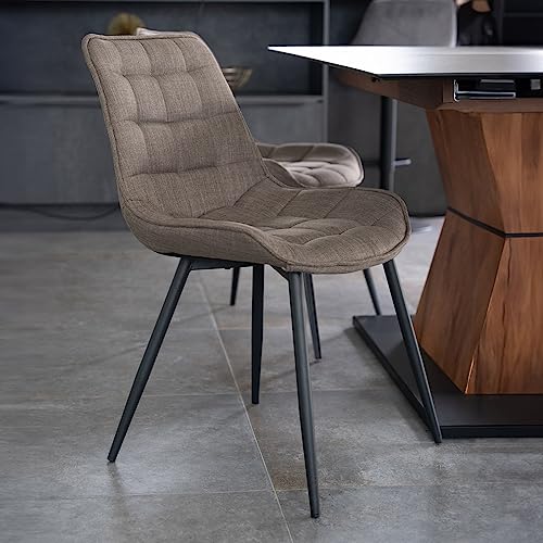 Home Deluxe - Polsterstuhl IKALO 2er Set - Farbe: Grau/Braun - weiche Polsterung, bis 120 kg belastbar I Küchenstuhl Speisestühle Esszimmerstühle