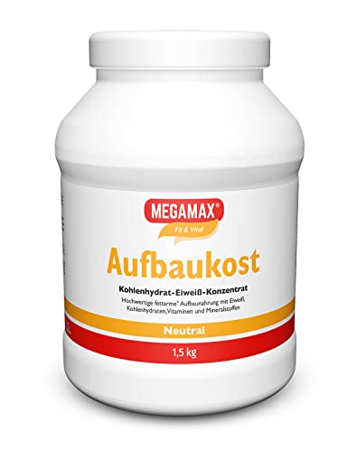 MEGAMAX Aufbaukost Neutral 1.5 kg | Ideal zur Kräftigung und bei Untergewicht | Proteinpulver zur Zubereitung eines fettarmen Kohlenhydrat-Eiweiß-Getränkes für Muskelmasse u. Gewichtszunahme