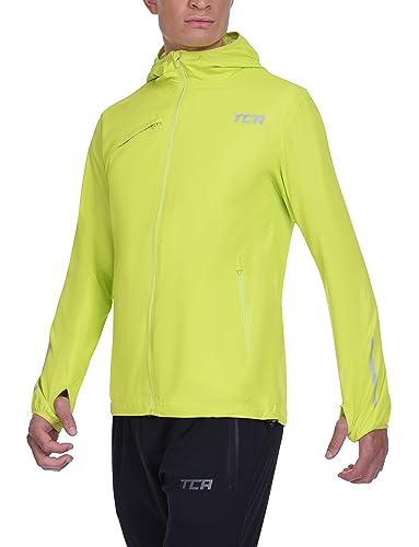 TCA Herren Lauf-Softshelljacke. Reflektierende atmungsaktive Packable-Jacke mit Reißverschlusstaschen - Licht Grün, M
