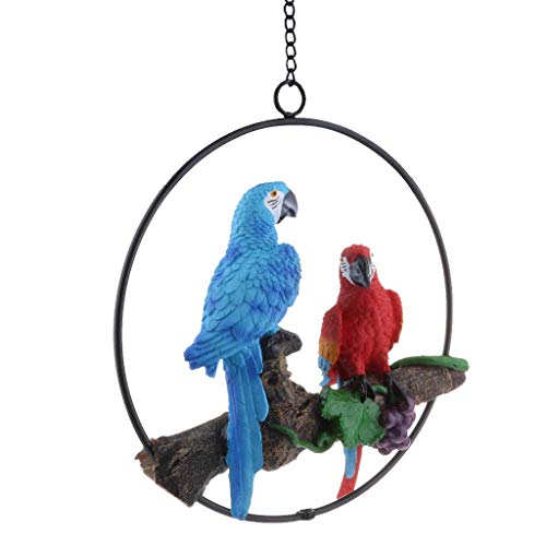 Tubayia Lebensechte Papagei Vogel Figur Skulptur Hängende Gartenfigur Dekoration für Garten Balkon Baum