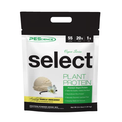 PEScience Select Vegan Plant Based Protein Powder, Vanilla, 55 Serving, Premium Pea and Brown Rice Blend