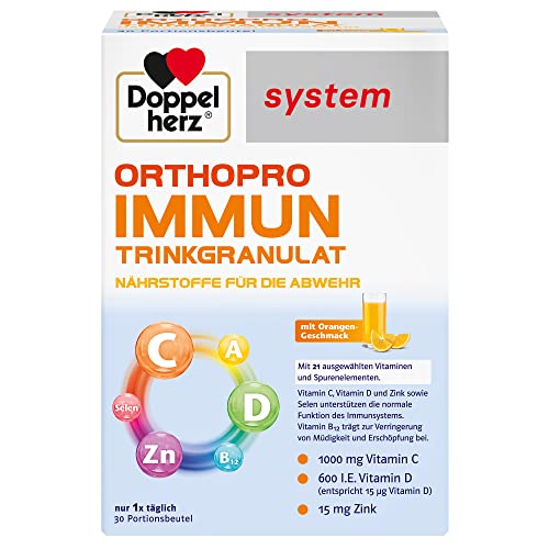 Doppelherz system ORTHOPRO IMMUN TRINKGRANULAT – Orthomolekulares Immunprodukt – Trinkgranulat mit 21 Mikronährstoffen – 30 Portionsbeutel