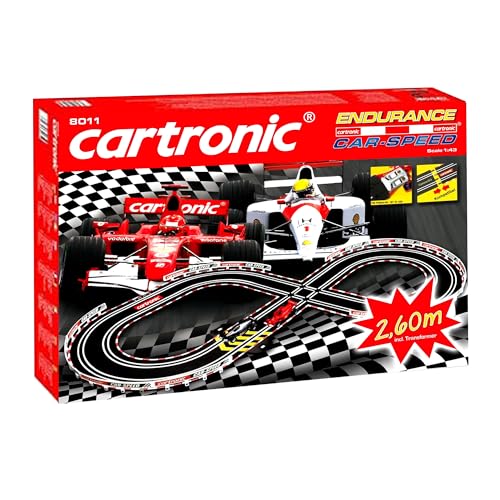 Cartronic Car-Speed Endurance I Spielfertiges Rennbahn Set mit 2,60m Rennstrecke + 2 Fahrzeuge Typ F1 I Autorennbahn für Kinder ab 6 Jahren