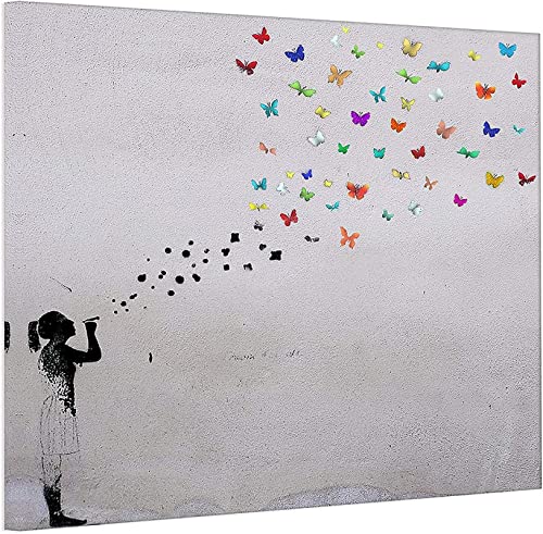 Banksy Bilder Leinwand-Mädchen mit einem roten Ballon-Straße Graffiti-Kunst Leinwandbilder sind Druck auf Leinwand-Wand-Kunstdruck-Wohnzimmer-Wand-Dekor 20x20cm/8x8inch…