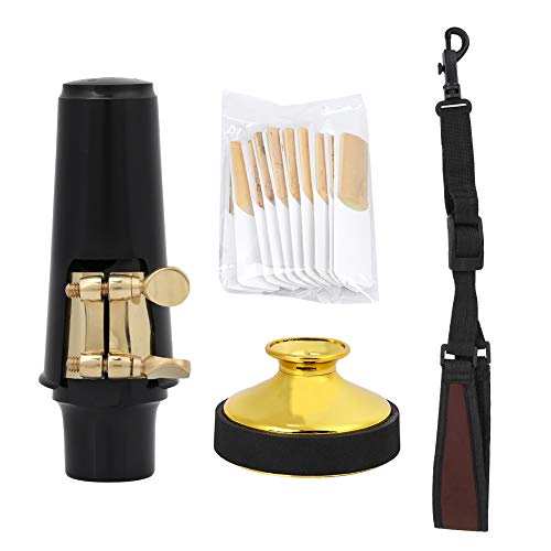 4 in 1 Saxophon Set Sax Reed Mundstück Cap Mute Silencer Halsband für Altsaxophon Zubehör