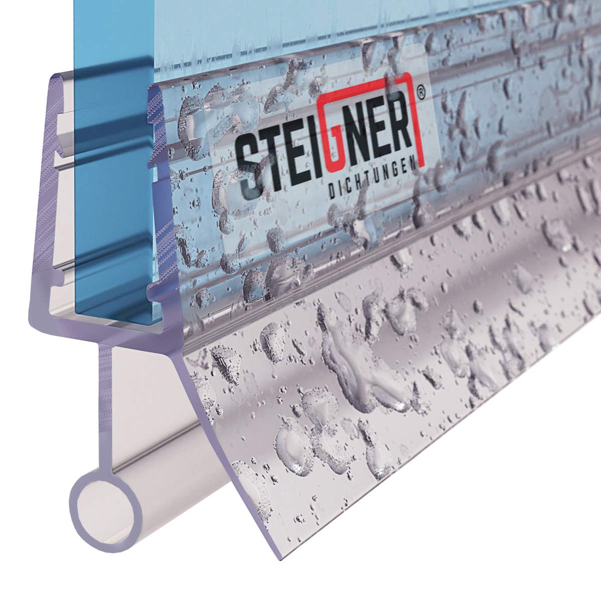 STEIGNER Duschdichtung, 200cm, Glasstärke 6/7/ 8 mm, Gerade PVC Ersatzdichtung für Dusche, UK08