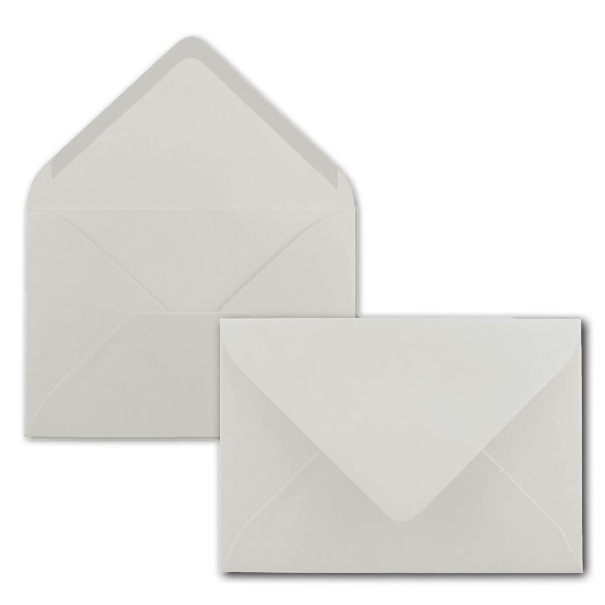 200x Briefumschläge B6-17,5 x 12,5 cm - Hellgrau - Nassklebung mit spitzer Klappe - 120 g/m² - Für Hochzeit, Gruß-Karten, Einladungen