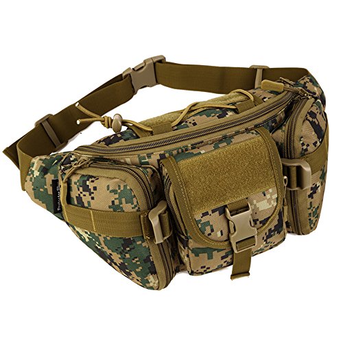 Tactical Waist Pack tragbar Fanny Pack Outdoor Army Hüfttasche Military Taille Pack für Radfahren Camping Wandern (Jungle Digital)