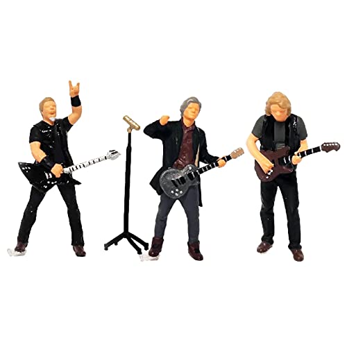 Amagogo Handbemalte 1:64 Rockmusik-Menschen-Figur im S-Maßstab, Diorama, Landschaftssammlungen, DIY-Projekte, Layout, Feengarten, Kunstharzmodell, Schwarzes Band-Set