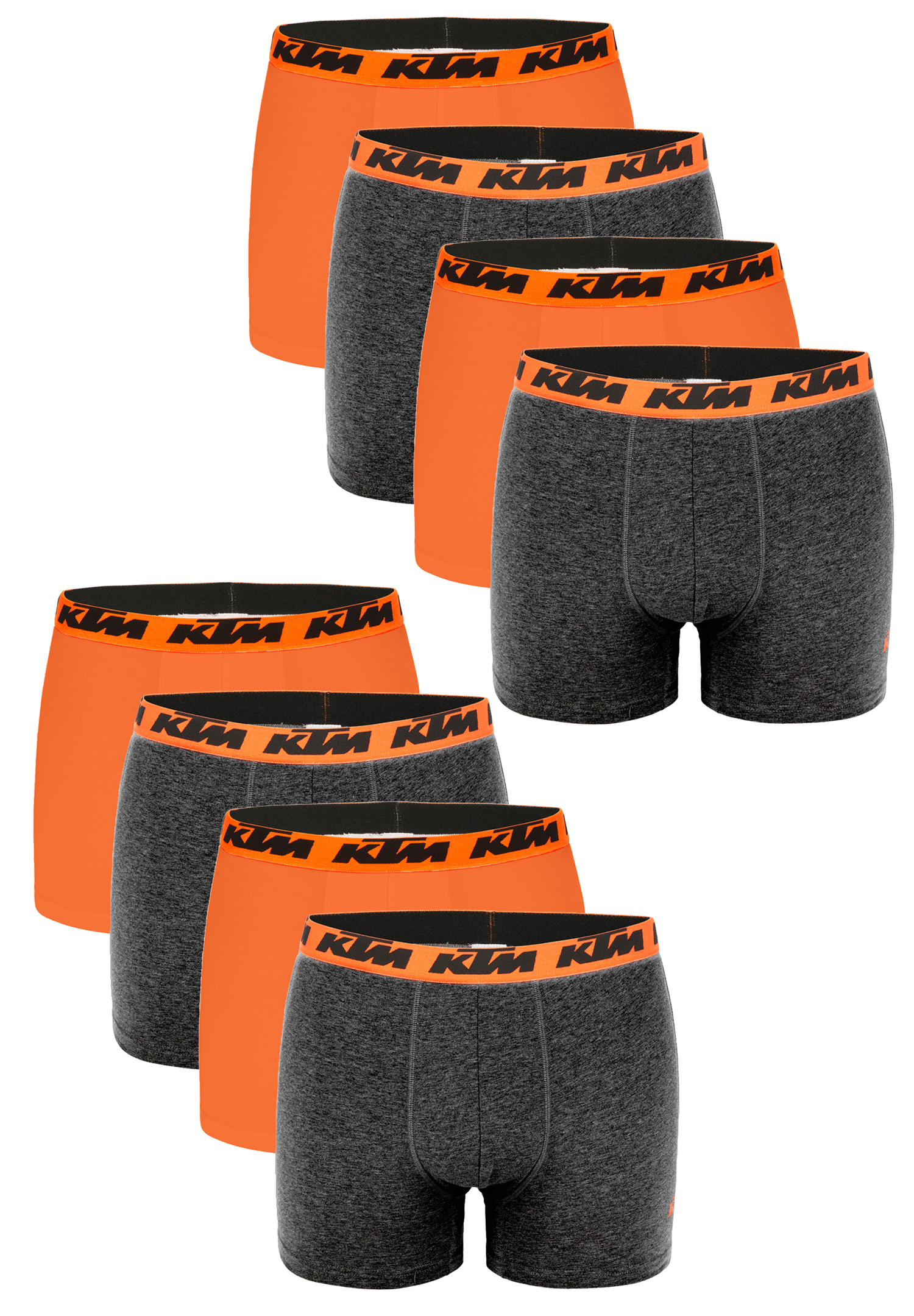 KTM Boxer Men Herren Boxershorts Pant Unterwäsche 6 er Pack, Farbe:Dark Grey / Orange2, Bekleidungsgröße:S