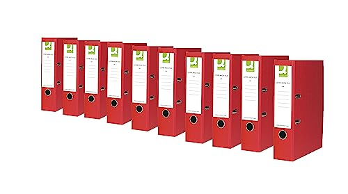 Q-Connect KF20041 Ordner A4, Pappkern mit Papierbezug, rot, 10-er Pack