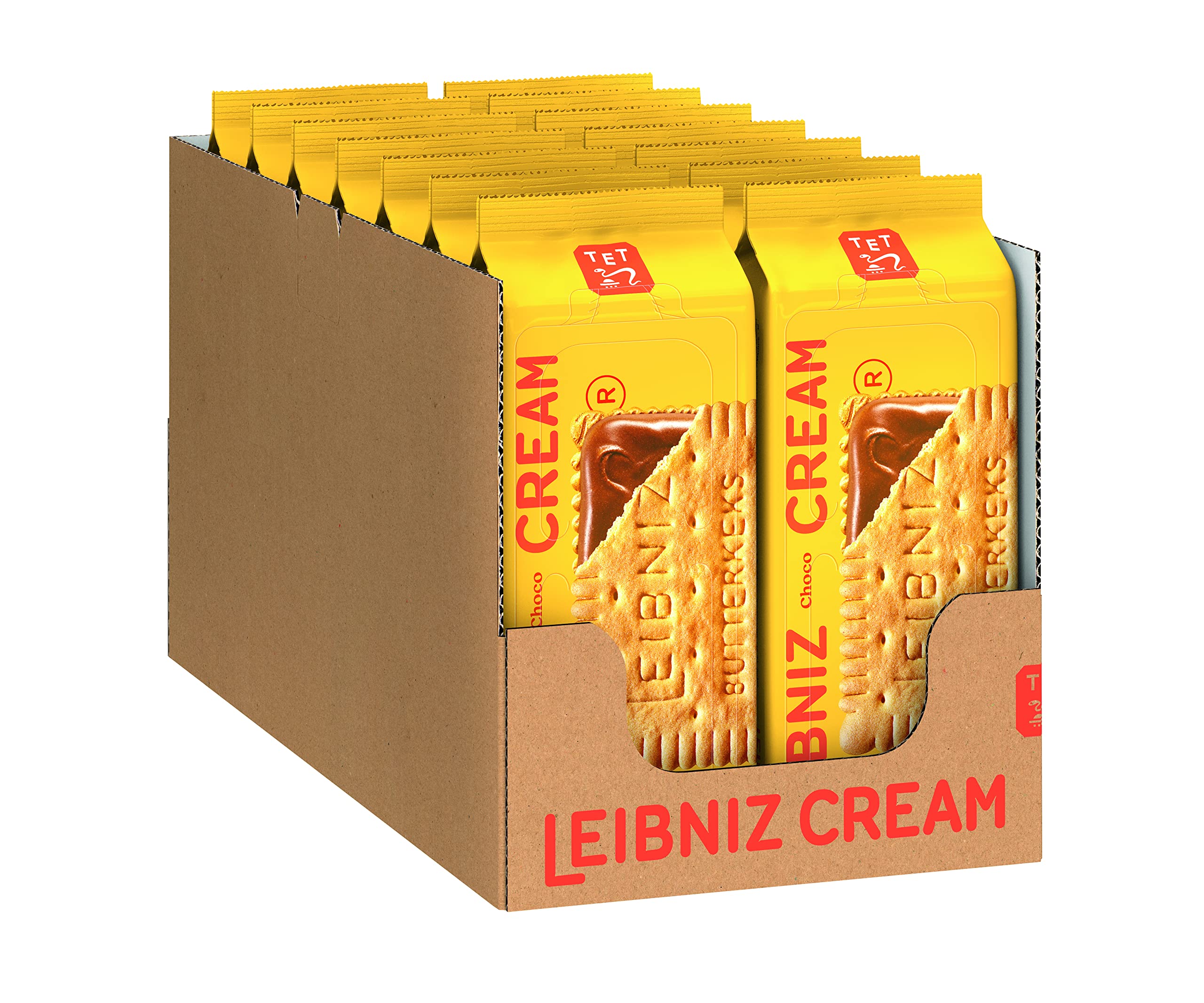 LEIBNIZ Cream Choco, 14er Pack, knusprige Butterkekse mit zarter Schokoladencreme, Großpackung als Vorrat oder zum Verkauf (14 x 228 g)
