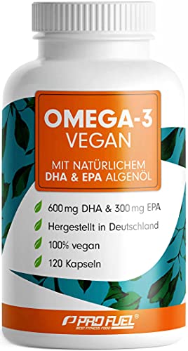 Omega-3 vegan aus Algenöl [1.100 mg] Testsieger 2021 - Hochdosiert mit 300mg EPA & 600mg DHA | hochwertiges Omega-3 Öl in Kapseln (vegan) | Laborgeprüft mit Analyse-Zertifkat | 120 Kapseln