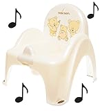 Topf de Toilette Musical für Baby Kinder Sessel Stuhl Farbe Weiß Perle mit Thema Bär