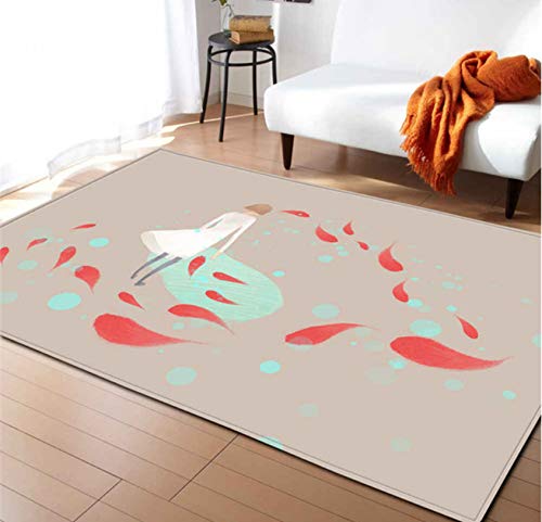 Kinder Teppich Cartoon Mädchen Goldfisch Drucken Weichen Polyester Baby Krabbeln Decke Wohnzimmer Dekoration 80cmx150cm