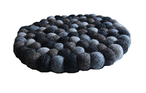 Maharanis Fairtrade Filz Untersetzer Topf Untersetzer kiesel natur 22 cm handgefertigt aus reiner Wolle, hitzebeständig