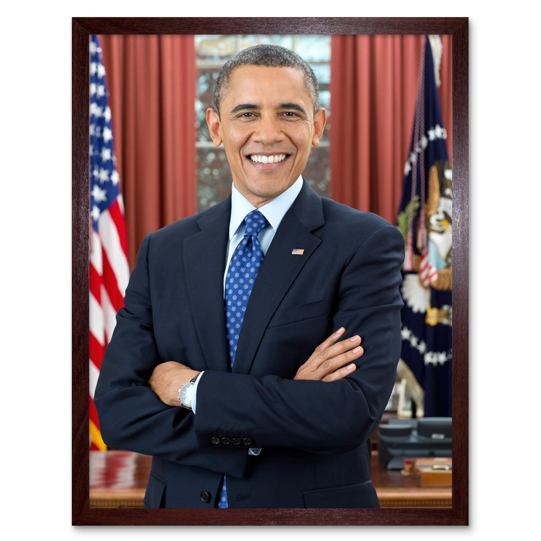 Souza Portrait US President Barack Obama Photo Art Print Framed Poster Wall Decor 12x16 inch Porträt Präsident Fotografieren Wand Deko