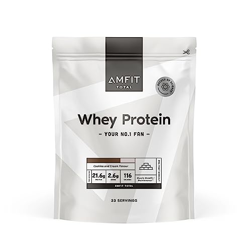 Amazon-Marke: Amfit Nutrition Molkeneiweißpulver, Kekse & Sahne, neuer Geschmack, 33 portions 1 kg (1er Pack)