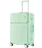 ASHSDI Koffer Reisekoffer Trolley Gepäckbeständiger Hartgepäck-Aluminiumrahmen, Handgepäck-Sicherheitsschloss-Koffer Boardcase Handgepäck (Color : Grün, Size : 24in)