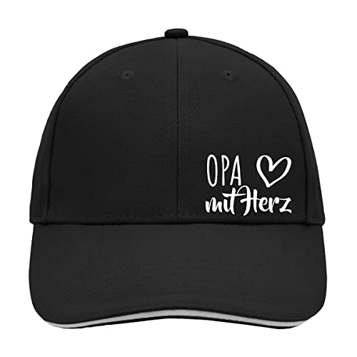 huuraa Cappy Mütze Opa mit Herz Unisex Kappe Black/Light Grey mit Motiv für die tollsten Menschen Geschenk Idee für Freunde und Familie