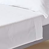 HOMESCAPES Bettlaken aus 100% Bio-Baumwolle, Fadendichte 400 Perkal - klassisches Betttuch/Haustuch 178 x 255 cm - weiß