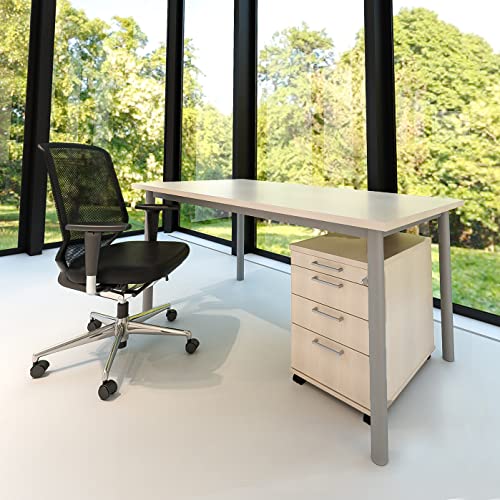 Weber Büro Business Schreibtisch Optima G Ahorn/Silber 160 x 80cm Bürotisch Computertisch