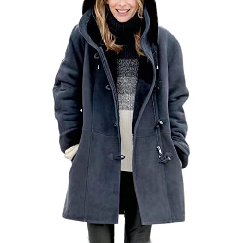 Frdun Übergroße Damen-Fleece-Mäntel, Übergröße, Damen-Winterjacke, Fleece, Kapuzenjacke, leger, langärmelig, Kapuzenpullover, Sweatshirt, warme Outwear für Damen