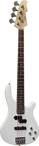 ELEKTROBASS - WEISS - E-BASS MIT MASSIVHOLZKÖRPER - VISION SOUND GITARRE - LONG SCALE KABEL JB8W