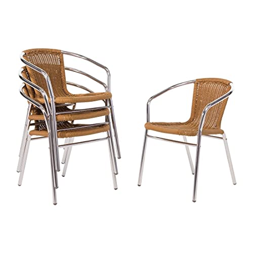 Bolero u422 Geflecht Stuhl mit Aluminium Rahmen, natur (4 Stück)