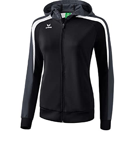 Erima Damen Liga 2.0 Trainingsjacke mit Kapuze Jacke, schwarz/Weiß/dunkelgrau, 40