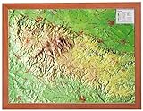 Harz 1:200000 mit Rahmen: Reliefkarte Harz klein mit Holzrahmen
