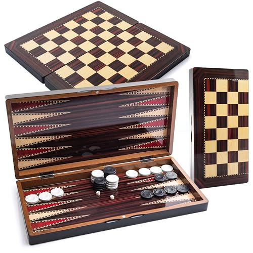 Backgammon Spiel Türkisches Tavla aus Holz Spielsteine und Würfel | Klappbares Yenigün Spielbrett TAVLI Set