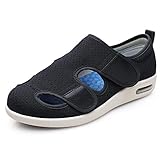 Diabetes Schuhe,Sommer verstellbare Größe Klettverschluss ältere Sandalen, Clamshell Wanderschuhe-schwarz_45,Gesundheits-Schuh elastisch bequem