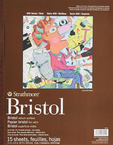 Strathmore 400 Series Bristol, 2-lagiges Pergamentpapier, 27,9 x 35,6 cm, gebunden, 15 Blatt