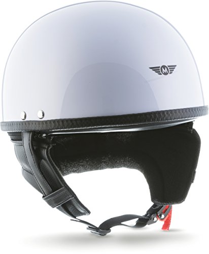 Moto Helmets® D22 "White" · Brain-Cap · Halbschale Jet-Helm Motorrad-Helm Roller-Helm Retro · Fiberglas Schnellverschluss SlimShell Tasche S (55-56cm)