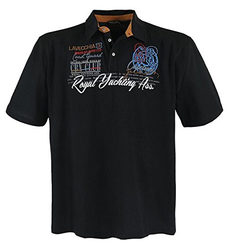 LAVECCHIA Übergrössen Hippes Polo-Shirt Kurzarm Schwarz 8XL