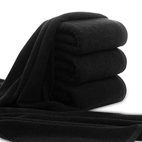 ARLI Handtuch 100% Baumwolle schwarz 6 Handtücher Set Serie aus hochwertigem Rohstoff Frottier klassischer Design elegant schlicht modern praktisch mit Handtuchaufhänger 6 Stück